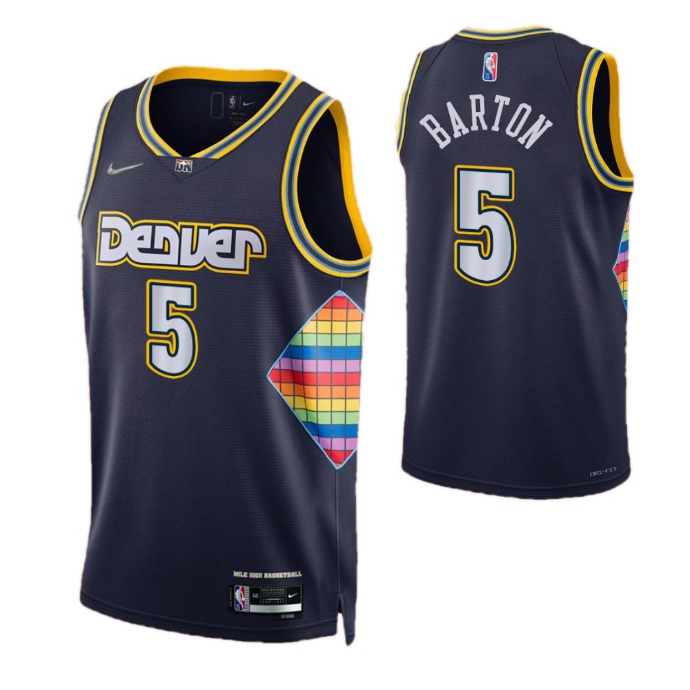 Men's Denver Nuggets Will Barton #5 Navy 2021/22 Swingman NBA Jersey - City Edition-Pro Kit Vault | Brand New 26/27 Sports Jerseys